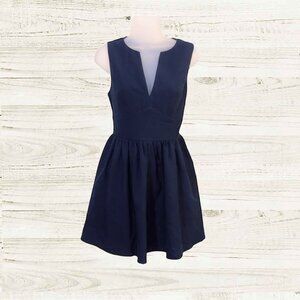 Miami. womens dress size M navy blue fully lined sleeveless fit n flare pre own